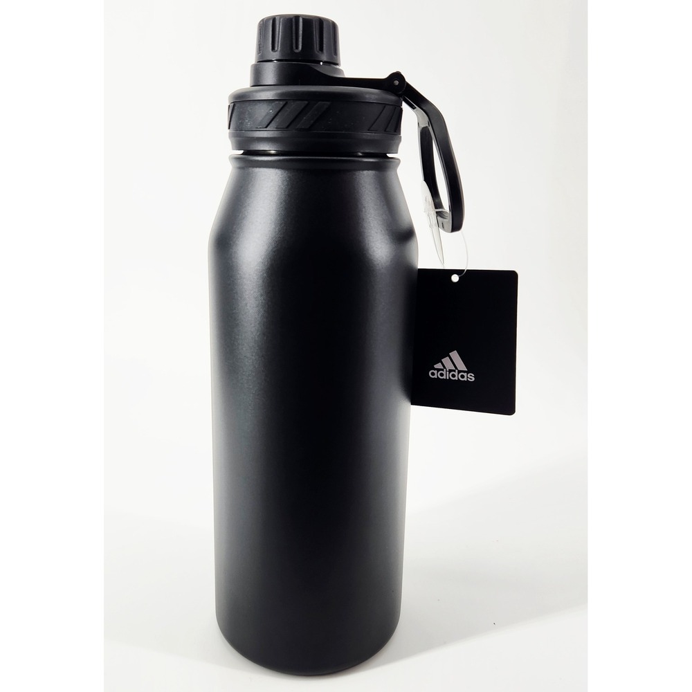 Adidas Stainless Steel 1L Metal Water‎ Bottle Black Silver New Tagged - Picture 3 of 4